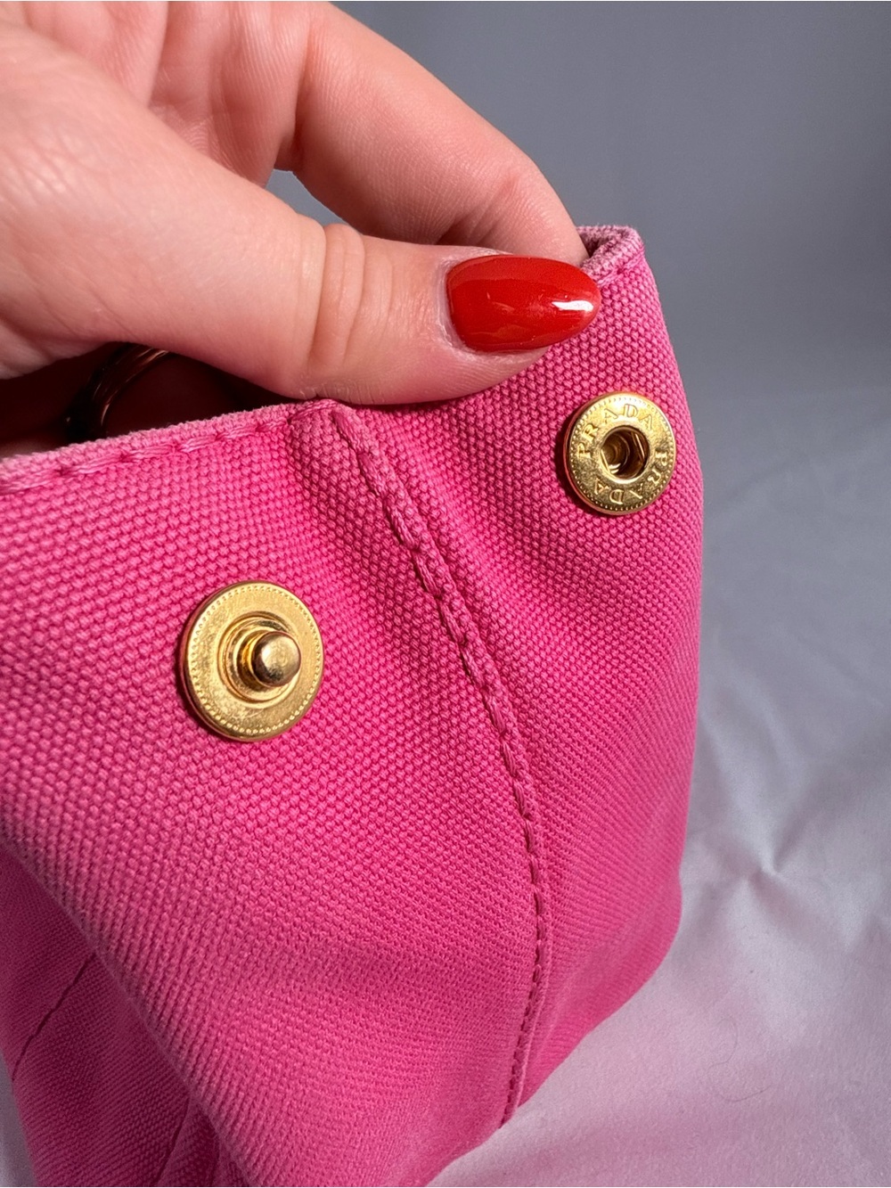 Prada Canapa Pink Canvas Tote Bag - Picture 4 of 7